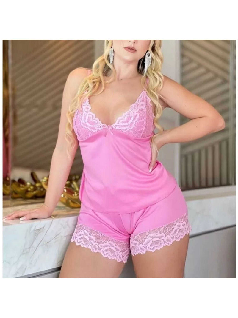 Camisola feminina com renda e calcinha sexy