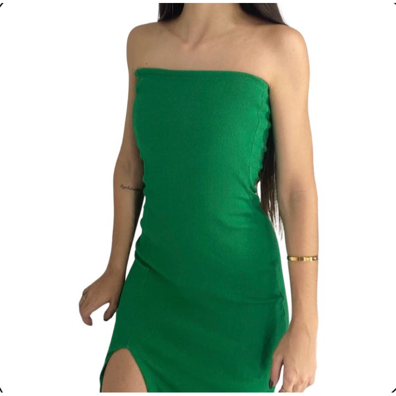 Vestido Tomara que Caia Canelado Ribana Midi com Fenda - Elegância e Ousadia